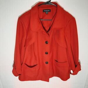 Perceptions Woman 20W Blazer Red Plus Size 3 Button Career Lined Polyester